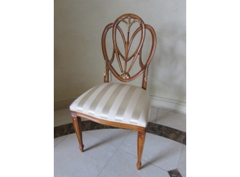 CRAVED BACK SIDE CHAIR IN SILK UPHOLISTERY