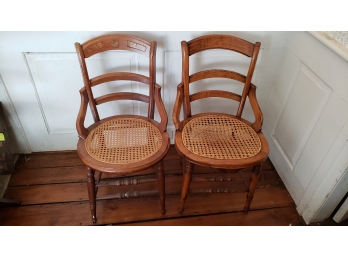 Two Antique Cane Seat Chairs
