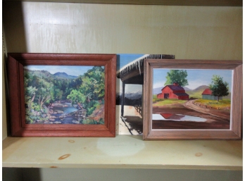 Three Vintage Country Landscape Oils On Board