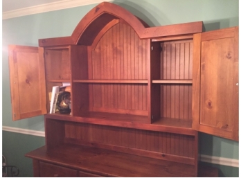 Hardwood Three Drawer Server/Sideboard With Two Door Arched Hutch Top