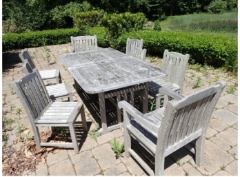 Royal Teak Weathered Outdoor Set - Large Table, Eight Chairs