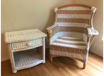 Wicker Chair And Side Table