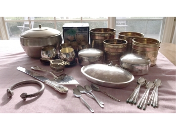 Group Of Metal Brass And Silver Plate