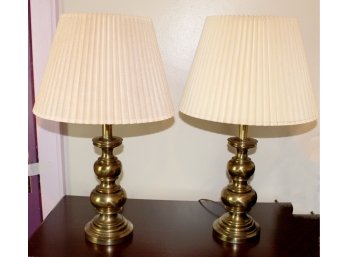 Pair Brass Table Top Lamps