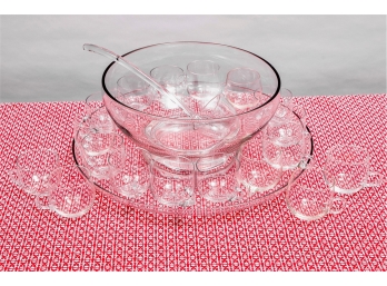 Vintage Glass Punch Bowl Complete Set