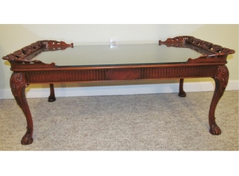 Beautiful Mahogany Chippendale Glass Top Coffee Table