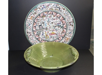 Handpainted Platter With Bowl