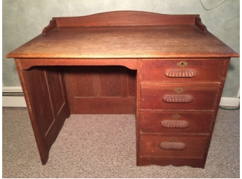 Antique Oak Four Drawer Desk