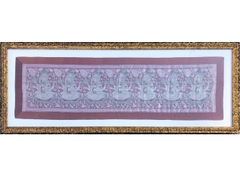 Framed Vintage Hindu Silk Embroidery Of Ganesh