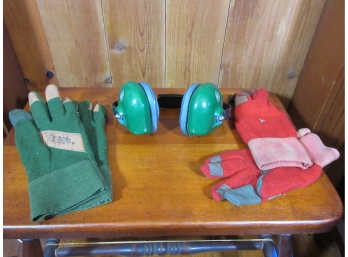 Vintage Shooting Ear Protectors & Two Pair Shooting Gloves