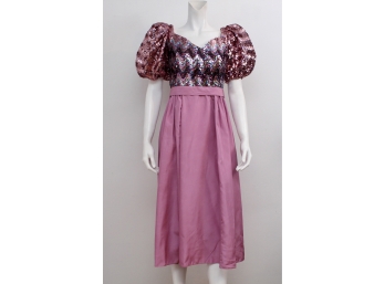 Custom Made Vintage 1980's Pink Sequined Dress