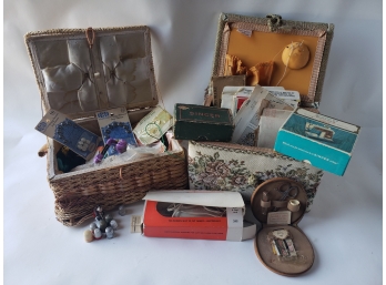 Vintage Sewing Boxes And Accessories Collection Lot