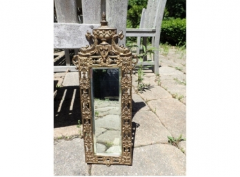 Vintage Decorative Bronze Mirror, Beveled Glass