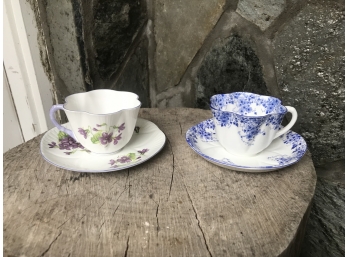 Two Shelley Cups & Saucers ~ Dainty Blue