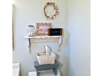 Beach Themed Wall Decorations, Small Stool & Basket