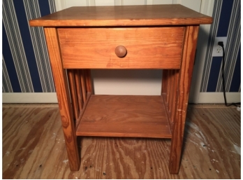 Mission Style Two Tier Single Drawer Oak End Table