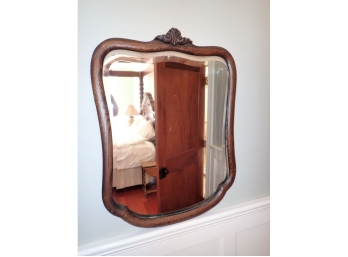 Carved Shaped Victorian Oak Mirror