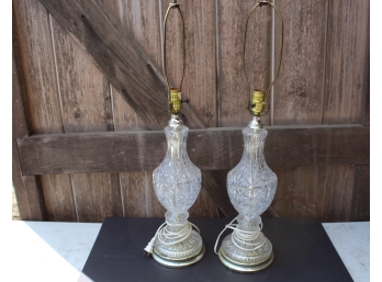 Pair Cut Glass Lamps