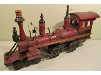 Large 27 Inch Wooden Hand Crafted Train Engine