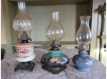 Three Vintage / Modern Kerosene Lamps