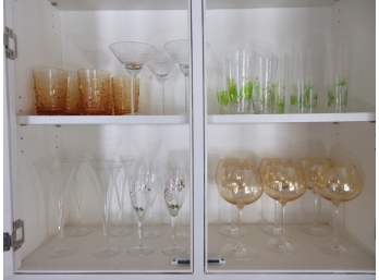 2 Shelves Clear And Colored Stemware, Glassware