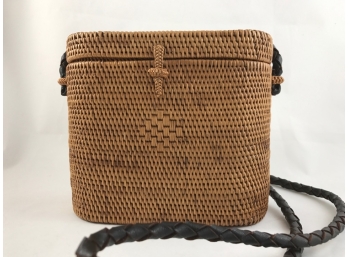 Woven TLC Handbag With Leather Strap