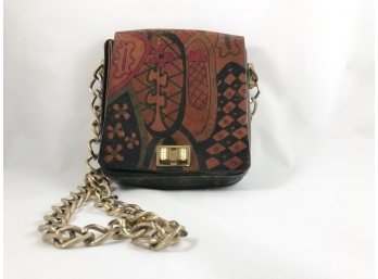 Signed Elyse Stone Vintage Painted Handbag
