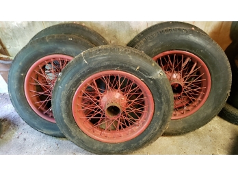 Set Of 5 Antique 1920s  Bentley Wire Rim Wheels