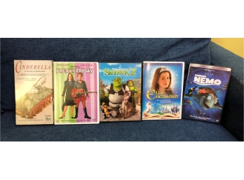 4 DVDs 1 VHS (Cinderella Dance Fantasy Freaky Friday Shrek 2 Ella Enchanted Finding Nemo)