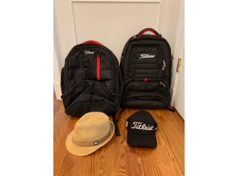 Pair Of Titleist Backpacks & Hats