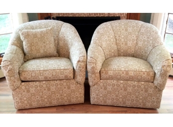 Pair Of Ethan Allen Marino Swivel Chairs