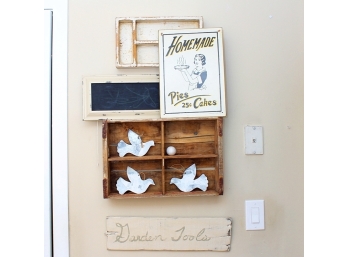 Interstering Group Of Small Vintage Crate Wall Decorations