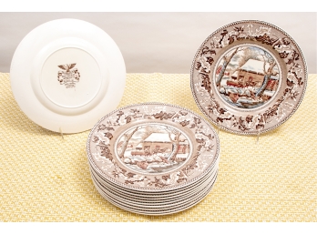 12 Johnson Bros Historic America Thanksgiving Frozen Up Vintage Dinner Plates
