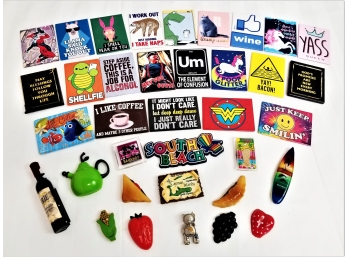 Eclectic Mix Of Thirty Eight Refrigerator Magnets