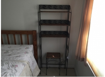 Wrought Iron Folding Shelf And Small Table