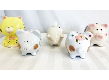 5 Ceramic Piggy Banks