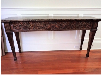 Long Carved Marble Top Side Table