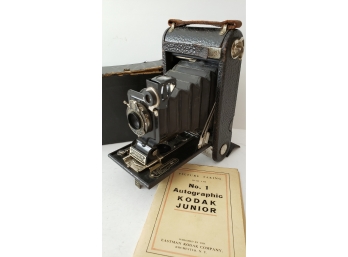Eastman Kodak Company No.1 Auto Graphic Junior Camera With Case & Manual