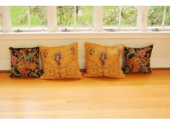 Pair French Tapestry Pillows And A Pair Needlepoint Pillows