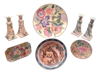 Chinese Hand Painted Enamel Glazed Porcelain, Neiman Marcus, Fang Da Qing Qianlong, Da Qing Qianlong Nian Zhi, Macau, Made In China