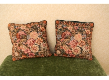 Pair French Needlepoint Pillows