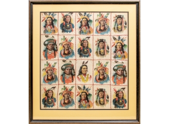 Collection Of Framed Antique Tobacco Indian Silks