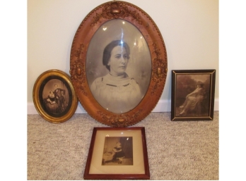 Four Framed Antique Portrait Photo Lot