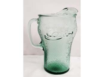 Retro Coca Cola Bumpy Textured Green Glass Beverage Pitcher