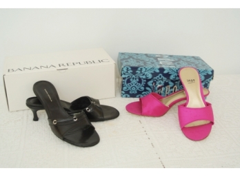 Banana Republic And Impo Pink Silk Shoes - Size 7 And 7½, Respectively