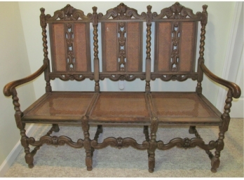 Beautiful Hand Carved Oak Antique Barley Twist Sofa Style Bench Seat
