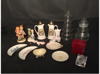 Various Shelf Decor Items Including Portofino Ceramic And Hummels
