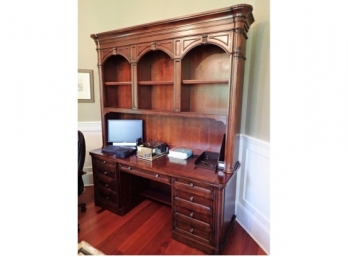 Large Office Solid Desk With Galleried Cabinet