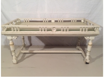 Beautiful Antique Glass Top Tea Tray Table