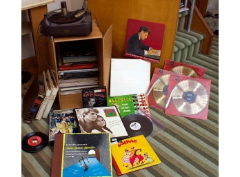 Vintage A V-M Products Record Player & Record Collection